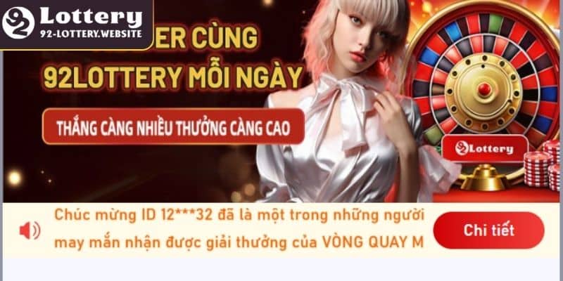 Khuyến mãi 92lottery nạp đầu thưởng 100%