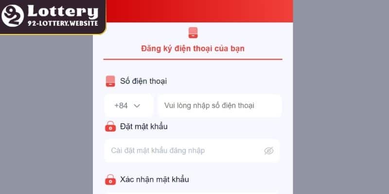 Thao tác truy cập website đăng ký 92lottery